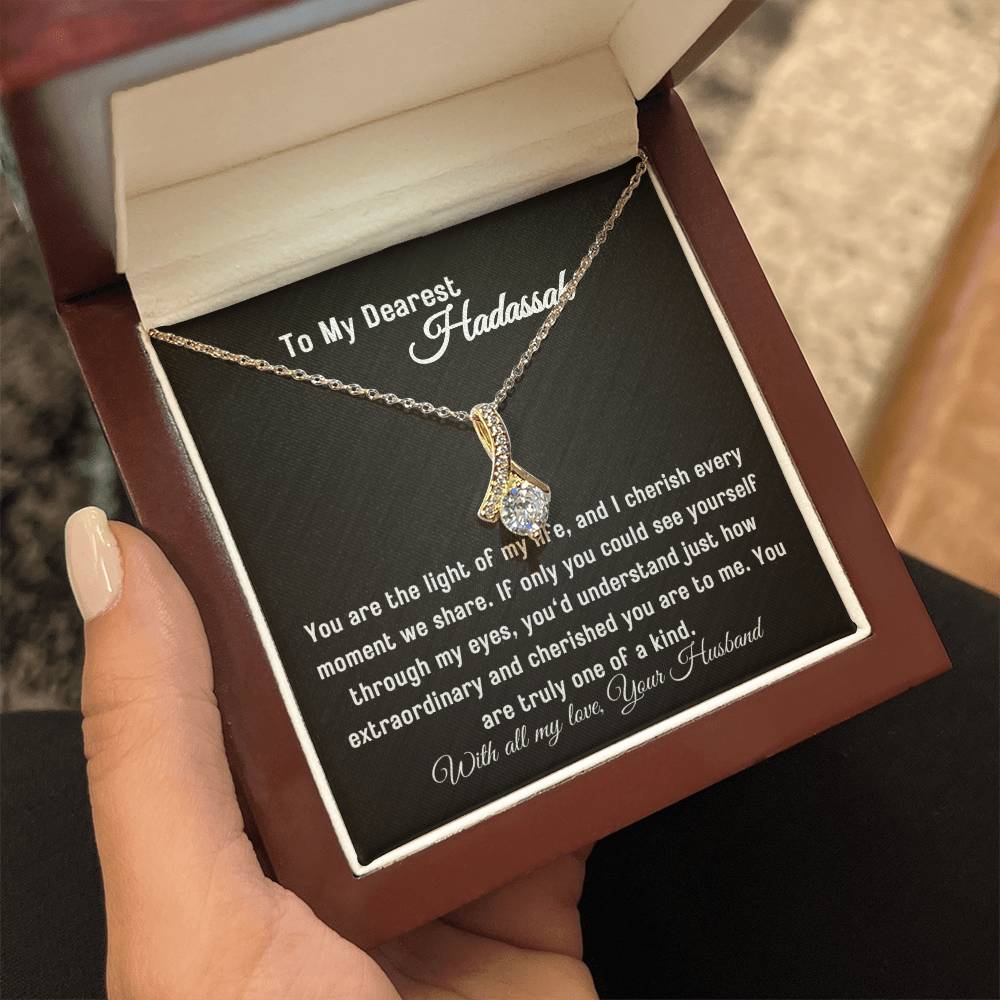 To My Wife - Light of My Life - Eternal Love Ribbon Necklace