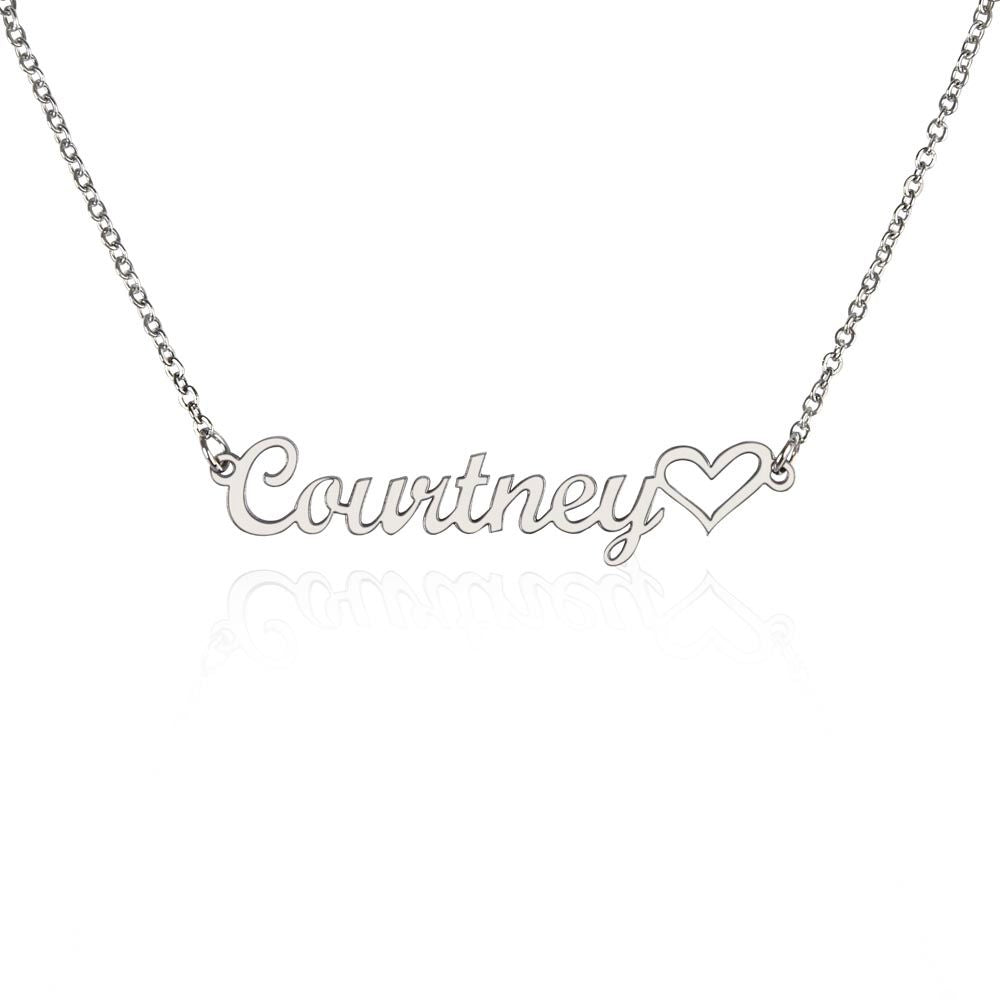 Personalized Cursive Name Necklace With Heart For Sister