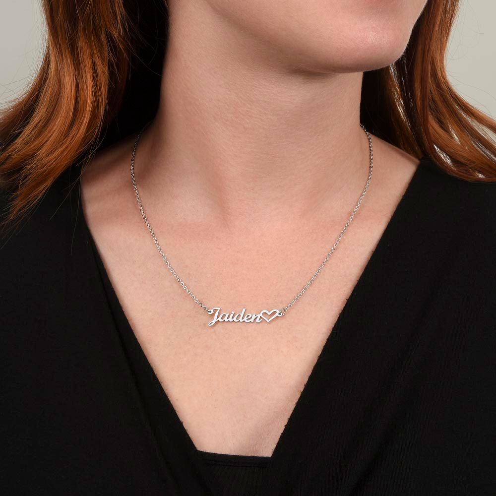 Personalized Cursive Name Necklace With Heart For Sister