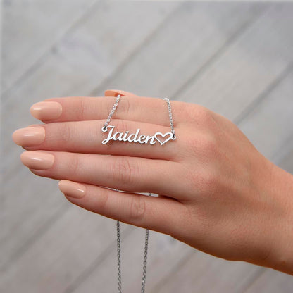 Personalized Cursive Name Necklace With Heart For Sister