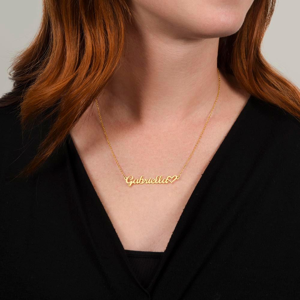 Personalized Cursive Name Necklace With Heart For Sister