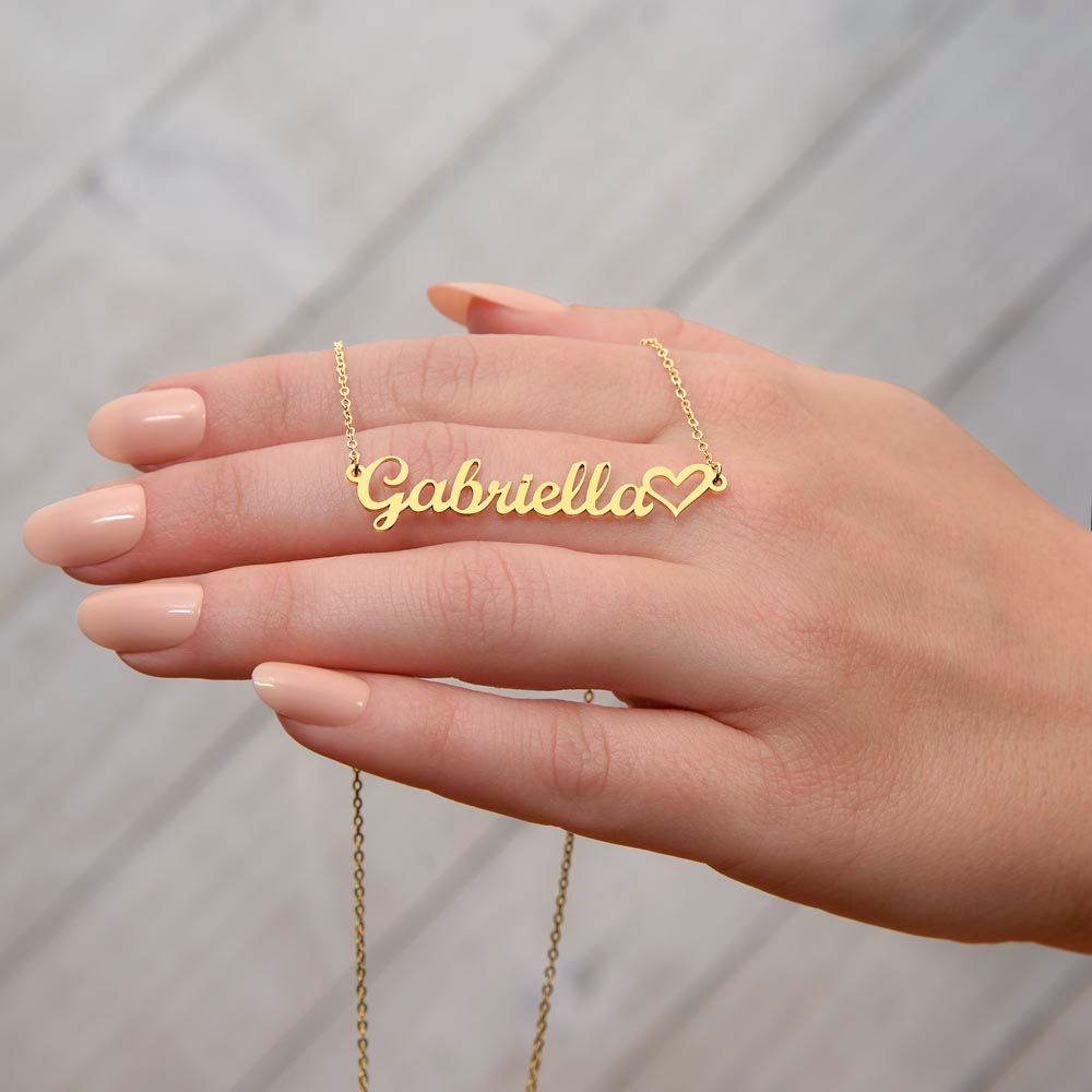 Personalized Cursive Name Necklace With Heart For Sister