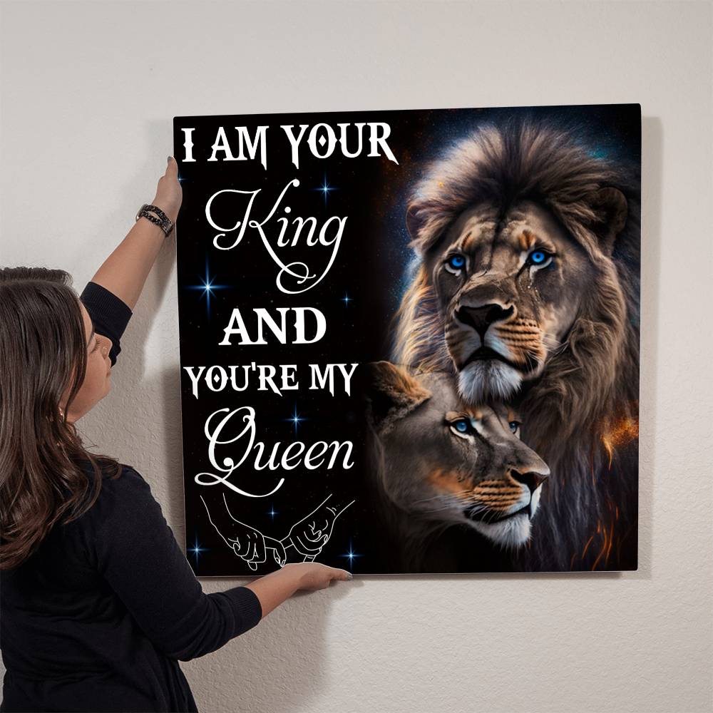 "Regal Love: Lion King & Lioness Wall Art"