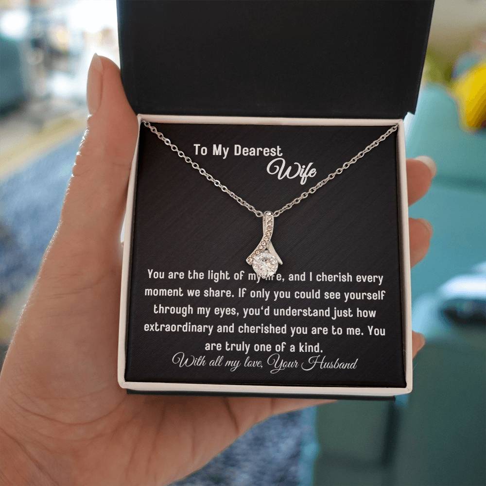 To My Wife - Light of My Life - Eternal Love Ribbon Necklace