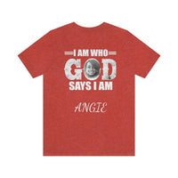 Load image into Gallery viewer, I Am Who GOD Says I Am Customizable Unisex Jersey Short Sleeve Tee
