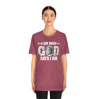 Load image into Gallery viewer, I Am Who GOD Says I Am Customizable Unisex Jersey Short Sleeve Tee
