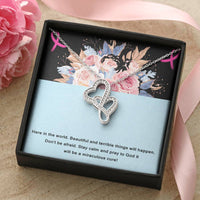 Load image into Gallery viewer, Double Hearts Necklace, Encouragement Gift. Don&#39;t Be Afraid Pray
