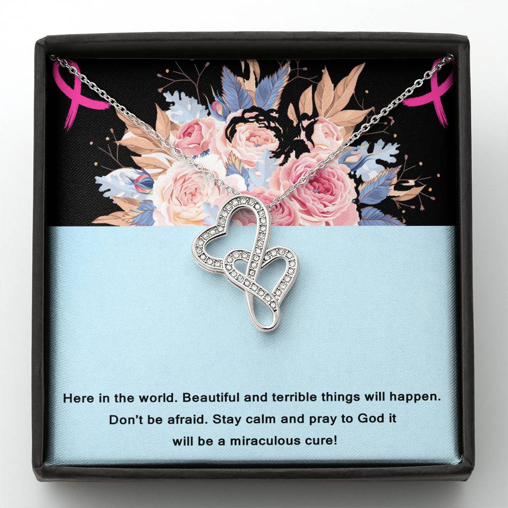 Double Hearts Necklace, Encouragement Gift. Don't Be Afraid Pray