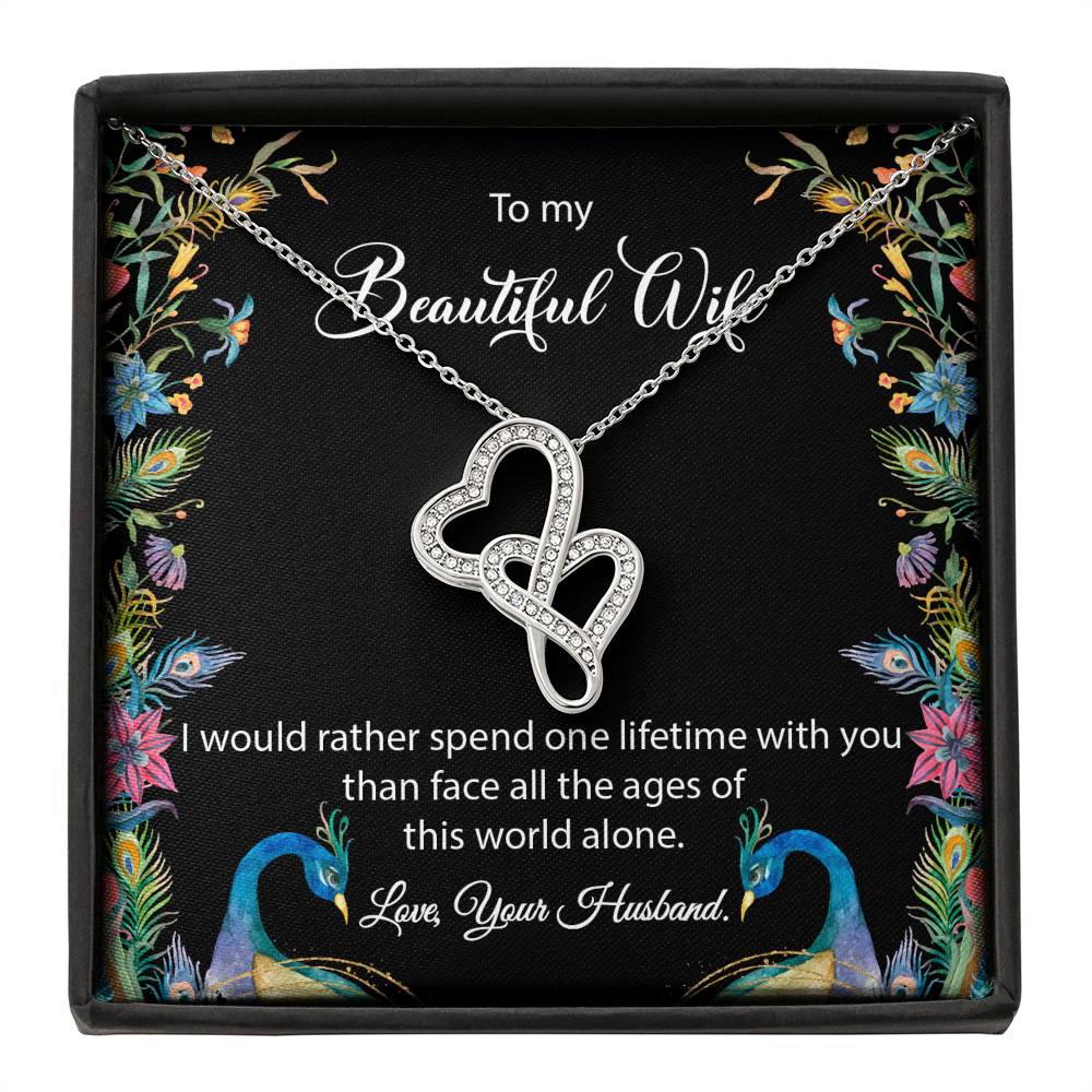 Gift for Wife-One Lifetime-Double Hearts Necklace