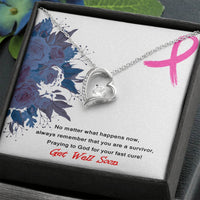 Load image into Gallery viewer, Polished Heart Pendant-Get Well Gift-You are a Survivor 14K White Gold finish

