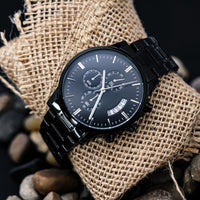 Load image into Gallery viewer, My Hunting Buddy-Calls Me Dad-Engraved Chronograph Black Watch
