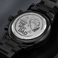 Load image into Gallery viewer, I Hooked The Best Dad-Engraved Black Chronograph Watch
