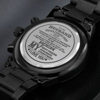 Load image into Gallery viewer, Never Forget-I Love You-Gift For Husband-Engraved Black Chronograph Watch
