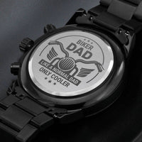Load image into Gallery viewer, Biker Dad-Normal Dad But Way Cooler-Black Engraved Chronograph Watch-Gift For Biker
