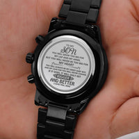 Load image into Gallery viewer, To My Son | Never to Big | Gift for Son | Engraved Black Chronograph Watch |
