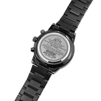 Load image into Gallery viewer, To My Son | Never to Big | Gift for Son | Engraved Black Chronograph Watch |
