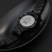 Load image into Gallery viewer, To My Son | Never to Big | Gift for Son | Engraved Black Chronograph Watch |
