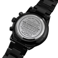 Load image into Gallery viewer, Happily Ever After-Gift For Fiancé-Engraved Black Chronograph Watch
