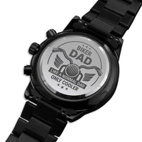 Load image into Gallery viewer, Biker Dad-Normal Dad But Way Cooler-Black Engraved Chronograph Watch-Gift For Biker
