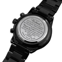 Load image into Gallery viewer, Meeting You Was Fate-Gift for Husband-Black Chronograph Engraved Watch-Gift for Men
