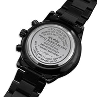 Load image into Gallery viewer, Always Here-Gift For Son-Engraved Black Chronograph Watch
