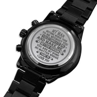 Load image into Gallery viewer, My Man | You Complete Me | Gift for Men | Engraved Black Chronograph Watch
