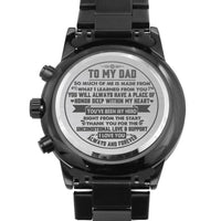 Load image into Gallery viewer, To My Dad | Always a Place of Honor | Gift to Dad | Black Engraved Chronograph Watch

