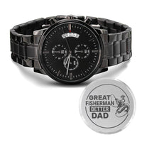 Load image into Gallery viewer, Great Fisherman Better Dad-Engraved Black Chronograph Watch-Gift For Dad
