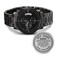 Load image into Gallery viewer, Never Forget Your Way Back Home-Gift for Son-Gift From Mom-Engraved Black Chronograph Watch
