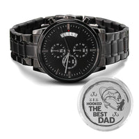 Load image into Gallery viewer, I Hooked The Best Dad-Engraved Black Chronograph Watch
