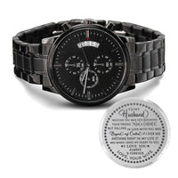 Load image into Gallery viewer, Meeting You Was Fate-Gift for Husband-Black Chronograph Engraved Watch-Gift for Men
