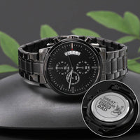Load image into Gallery viewer, Great Fisherman Better Dad-Engraved Black Chronograph Watch-Gift For Dad
