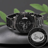 Load image into Gallery viewer, Hooked The Best Dad-Gift For Fishing Dad-Engraved Black Chronograph Watch

