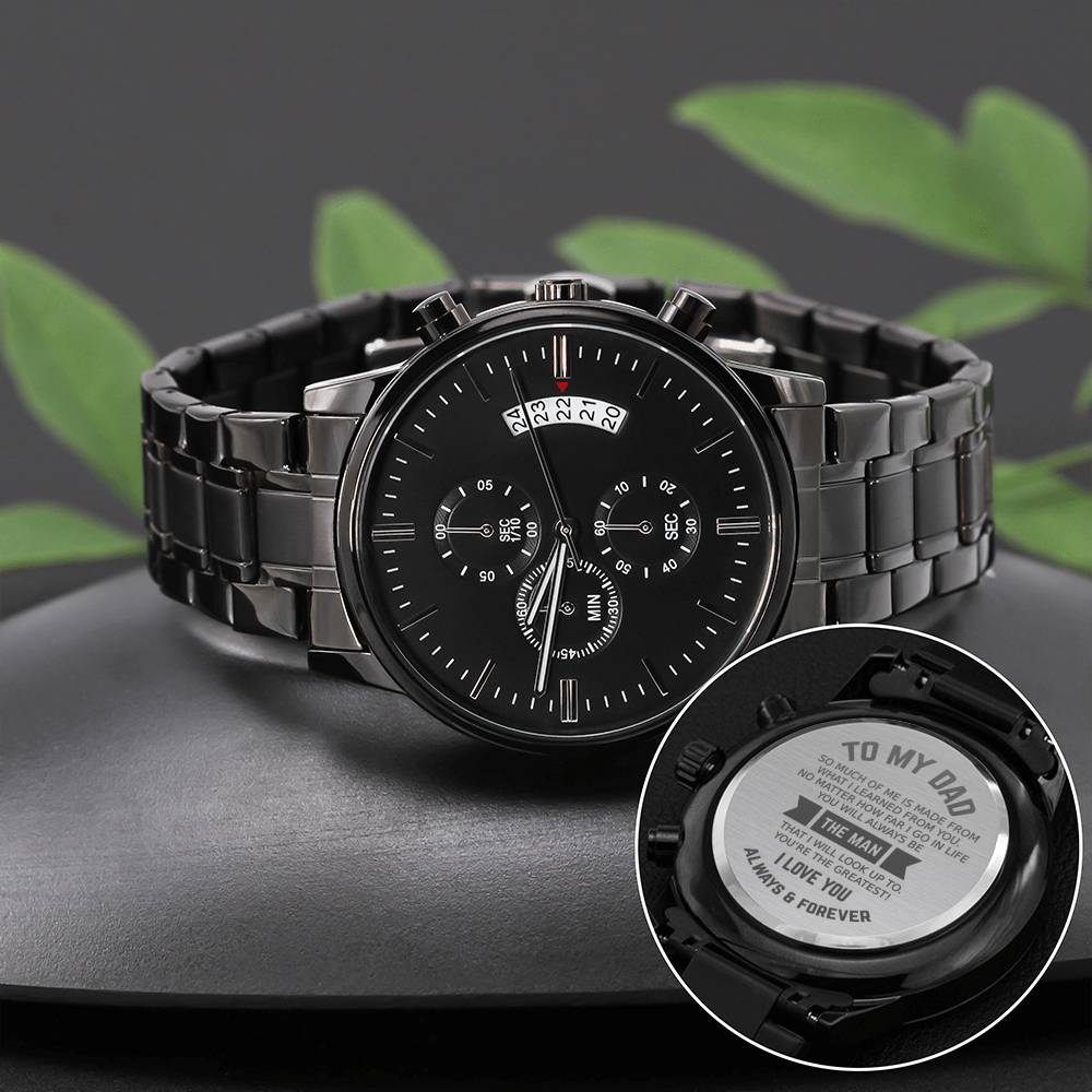 Dad The Man-Engraved Chronograph Black Watch