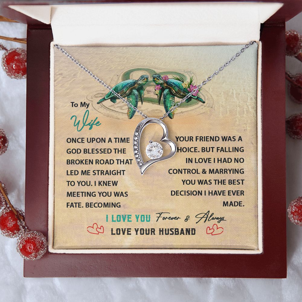 White Gold Forever Love Heart Necklace To My Wife