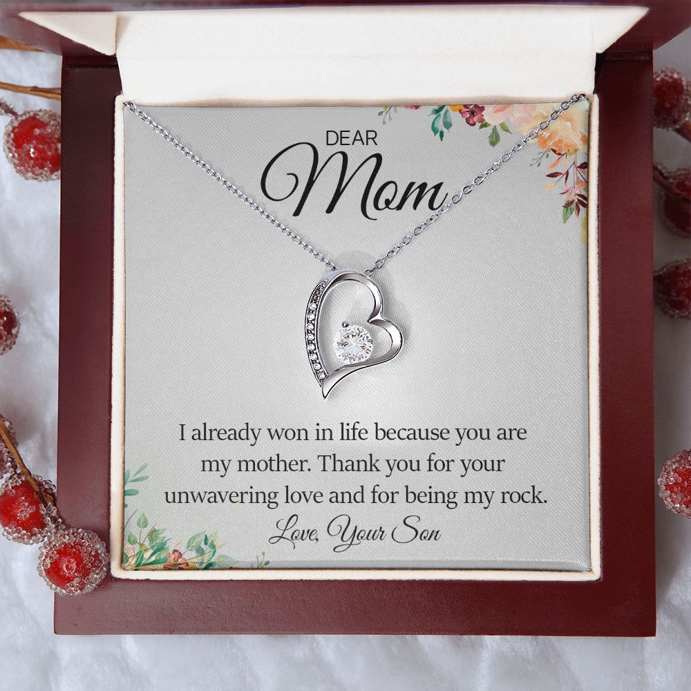 White Gold Forever Love Necklace - Eternal Love Collection - Gift for Mom