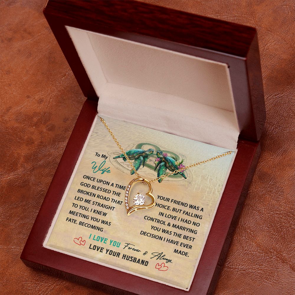 White Gold Forever Love Heart Necklace To My Wife