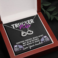 Load image into Gallery viewer, Heart Shaped Infinity Necklace, Trucker Wife, Together Forever Never Apart
