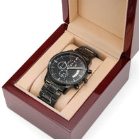 Load image into Gallery viewer, My Man | You Complete Me | Gift for Men | Engraved Black Chronograph Watch
