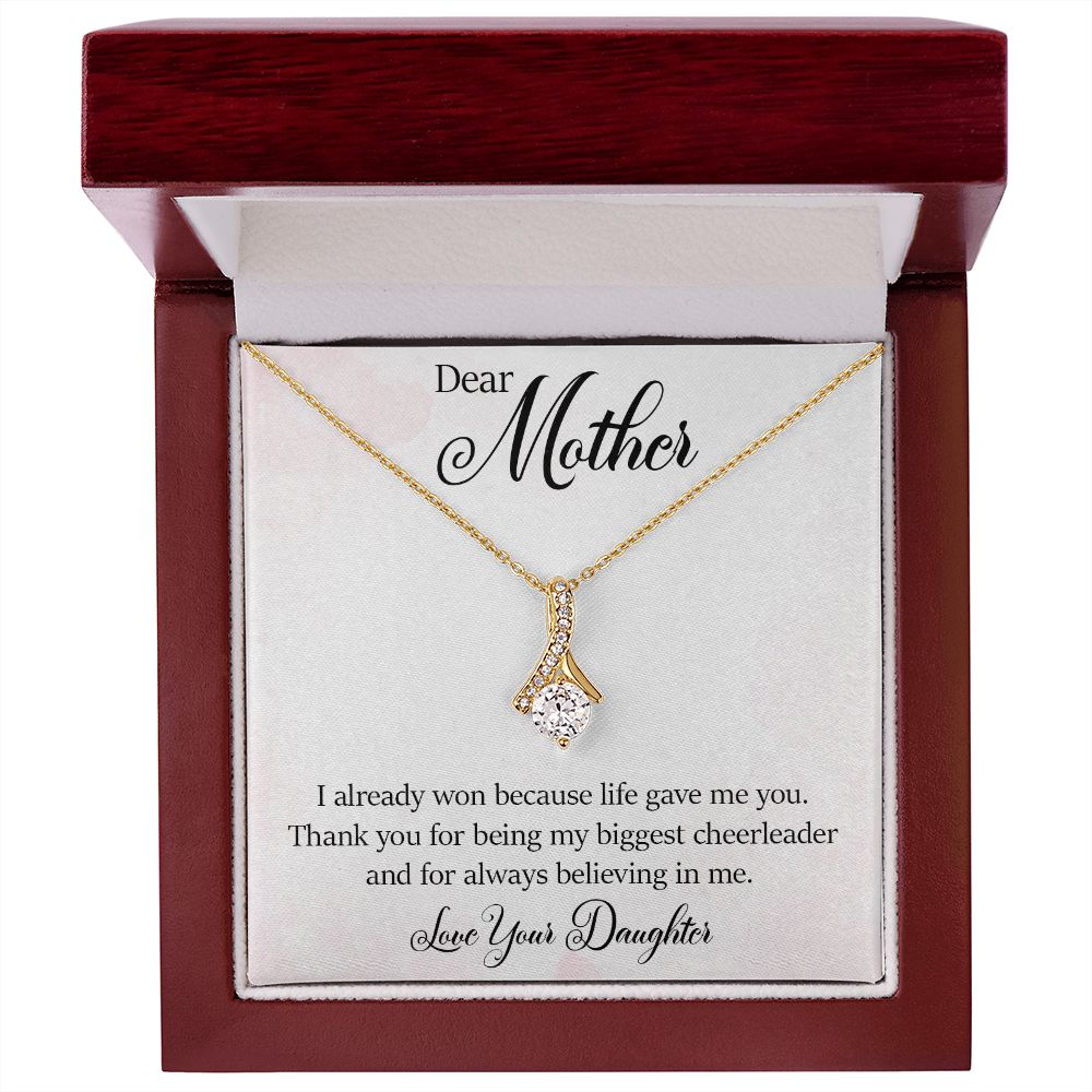 Eternal Love Ribbon Pendant Necklace - Mother From Daughter - Biggest Cheerleader