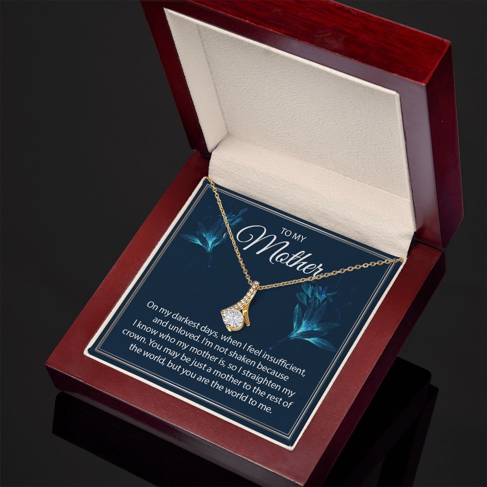 Eternal Love Ribbon Pendant Necklace- To My Mother You Are the World