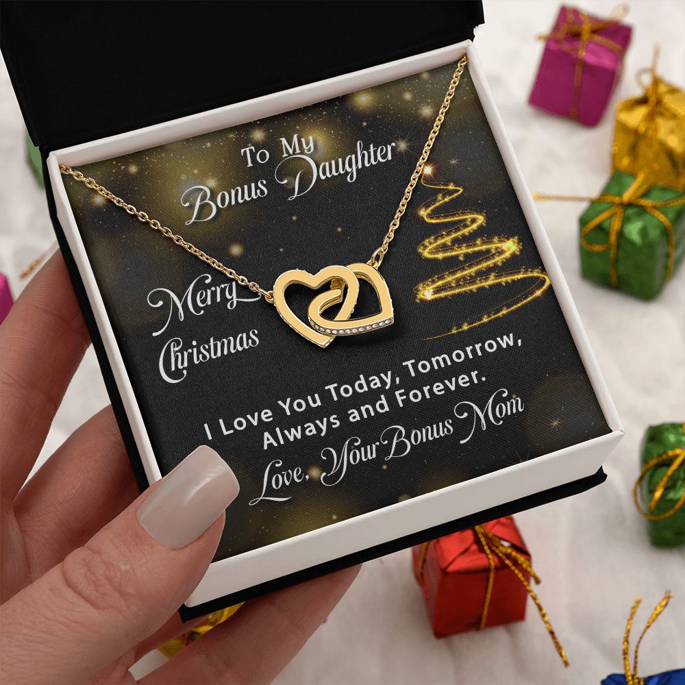 Bonus Daughter - Merry Christmas - Interlocking Hearts