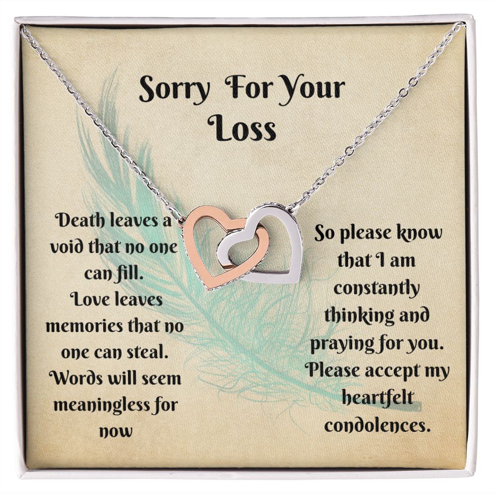 Sympathy Gift - Interlocking Hearts Memorial Necklace - Love Leaves Memories
