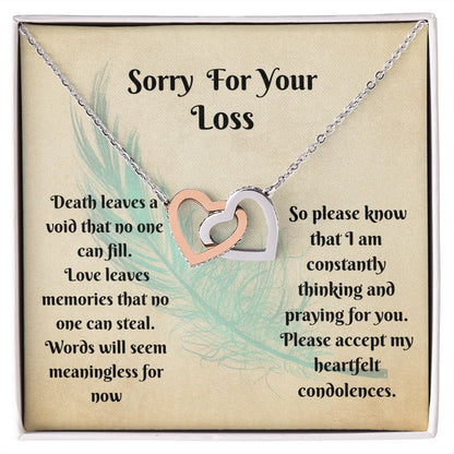 Sympathy Gift - Interlocking Hearts Memorial Necklace - Love Leaves Memories