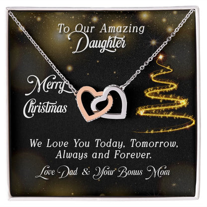 Interlocking Heart Necklace - Daughter - Today, Tomorrow, Always