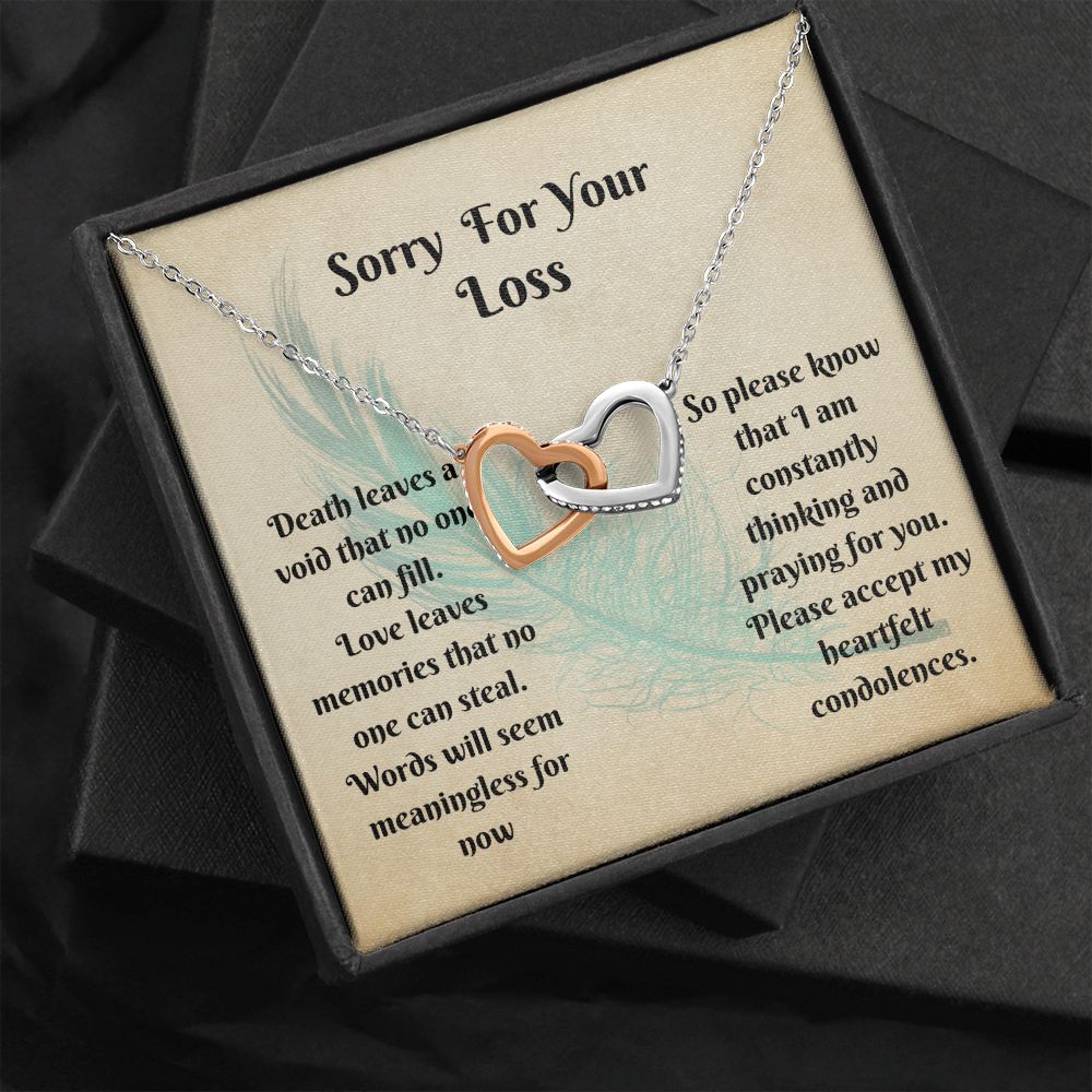 Sympathy Gift - Interlocking Hearts Memorial Necklace - Love Leaves Memories