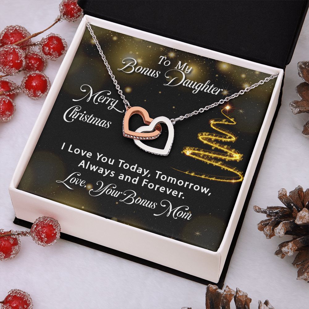 Bonus Daughter - Merry Christmas - Interlocking Hearts
