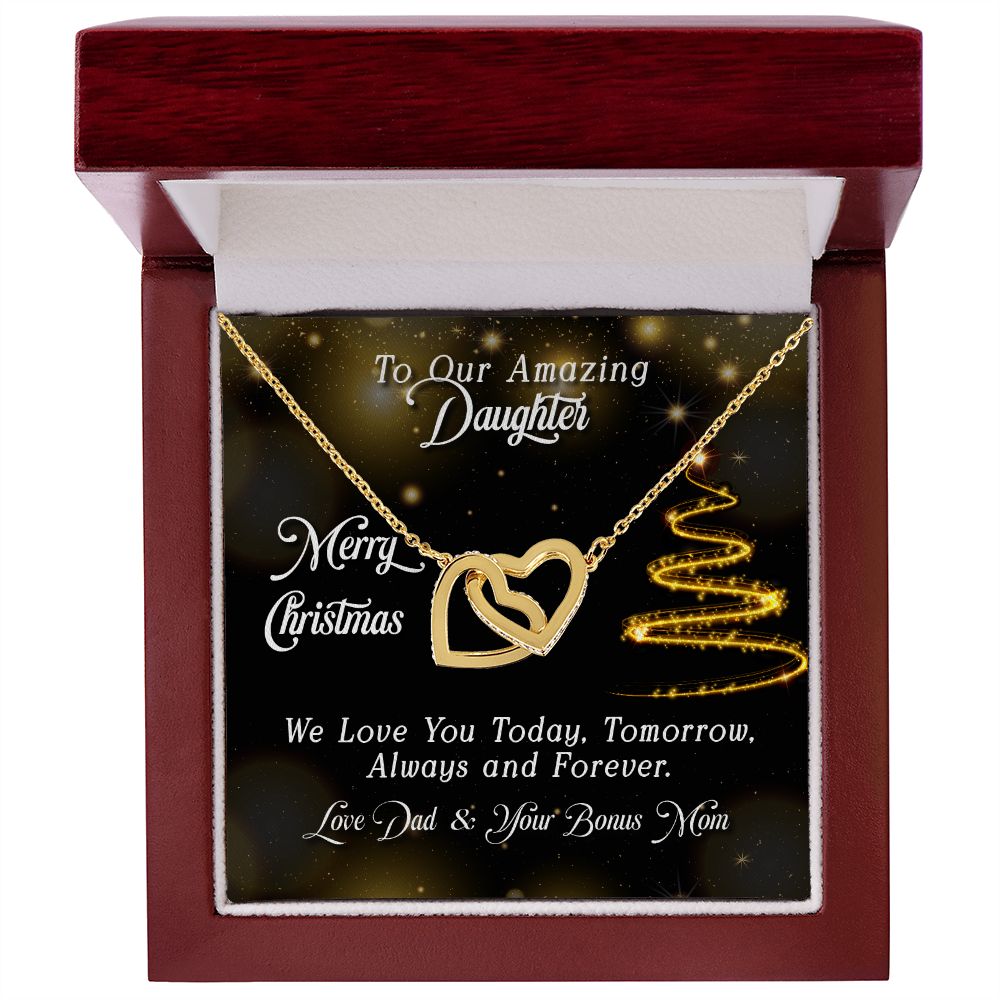 Interlocking Heart Necklace - Daughter - Today, Tomorrow, Always