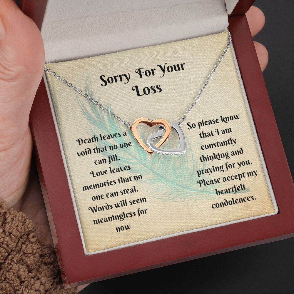 Sympathy Gift - Interlocking Hearts Memorial Necklace - Love Leaves Memories
