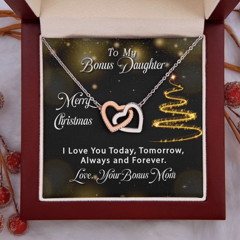 Bonus Daughter - Merry Christmas - Interlocking Hearts